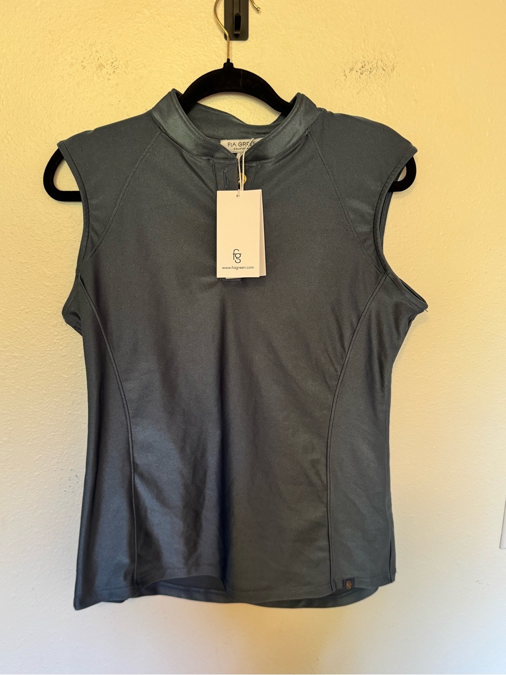 NEW Fia Green Womens Golf Tank Sleeveless Gray Blue Size Small Gold NWT
